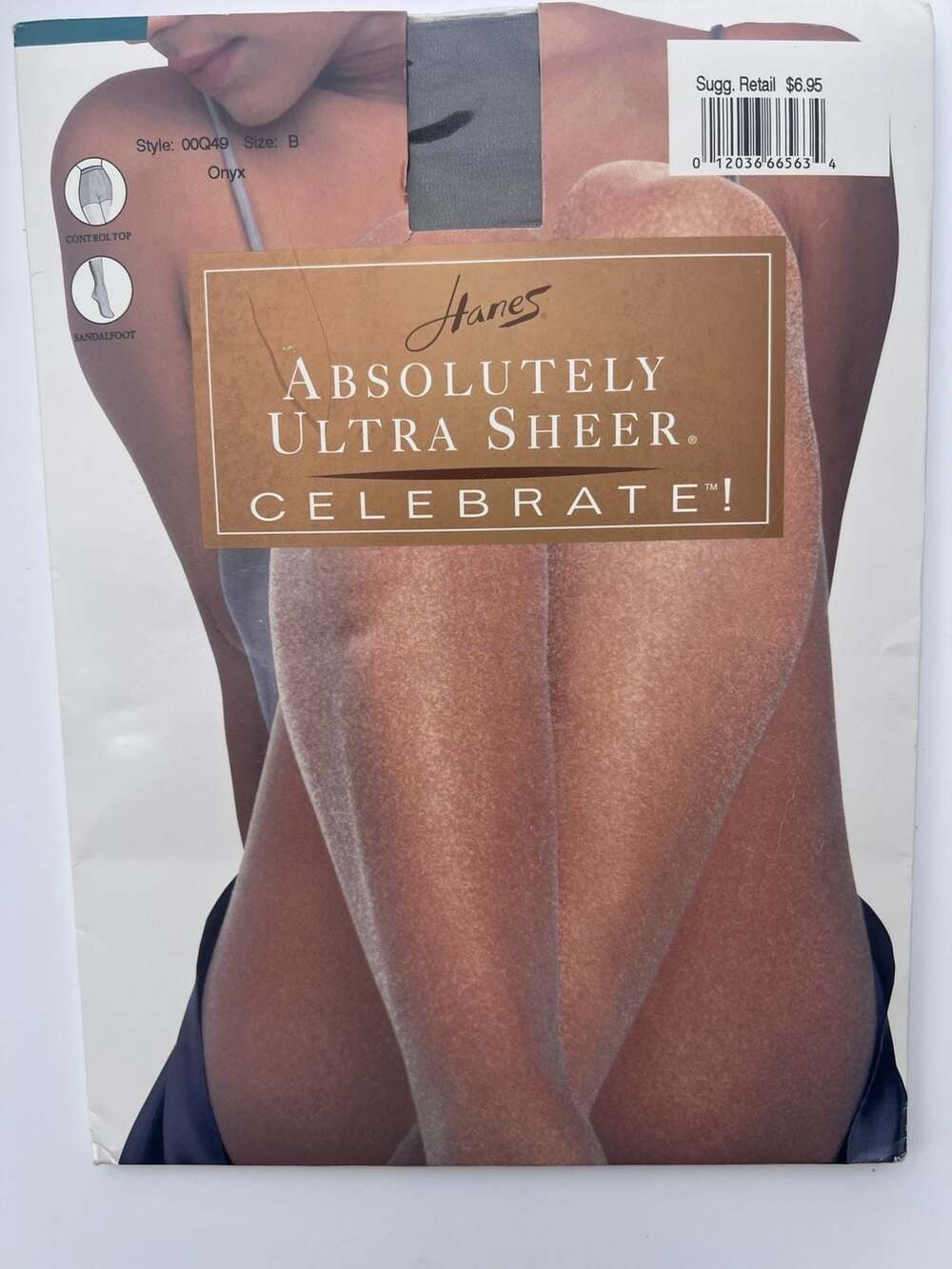 Vintage 2000 Hanes Absolutely Ultra Sheer Celebrate Onyx Pantyhose Size B NOS